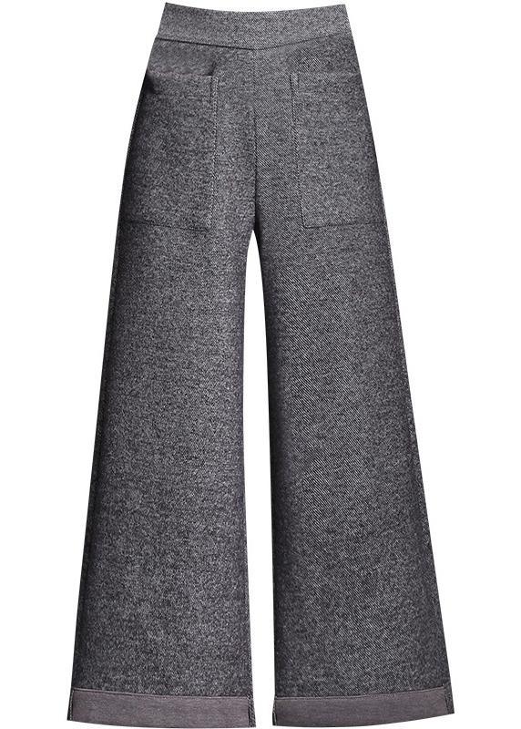 Loose Coffee High Waist Pockets Wool Winter Pants - Omychic