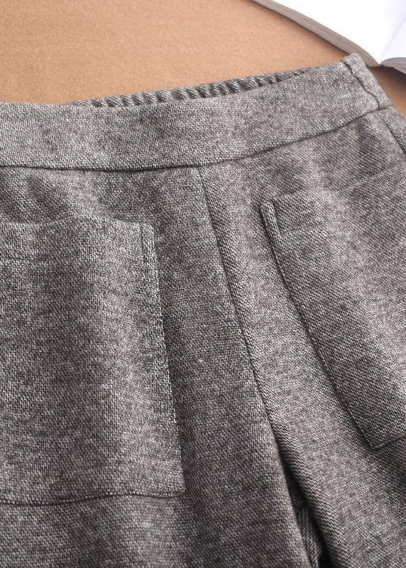 Loose Coffee High Waist Pockets Wool Winter Pants - Omychic