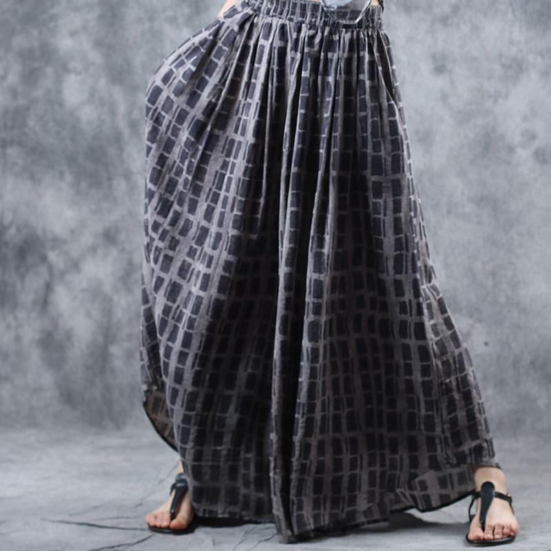 Loose Cotton quilting clothes top quality Vintage Plaid Blouse And Wide Leg Pants - Omychic