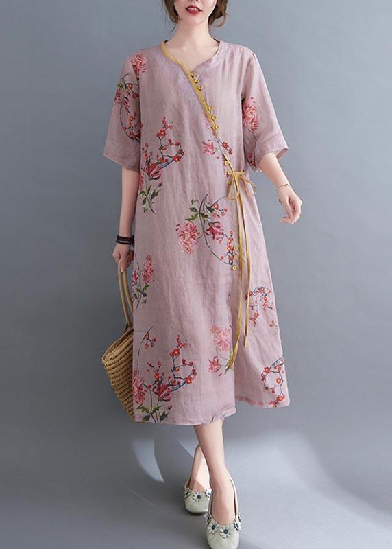 Loose Green Print Button Maxi Summer Cotton Dress - Omychic