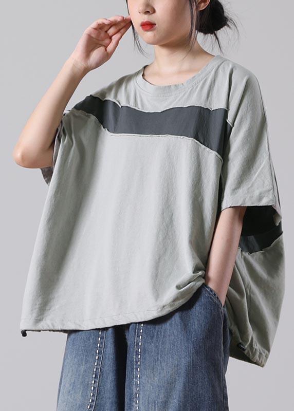 Loose Grey Casual Tops Summer Cotton - Omychic