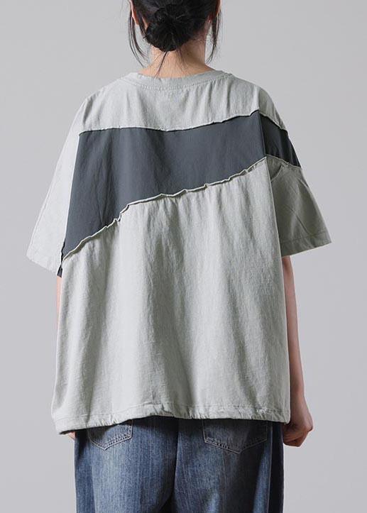 Loose Grey Casual Tops Summer Cotton - Omychic