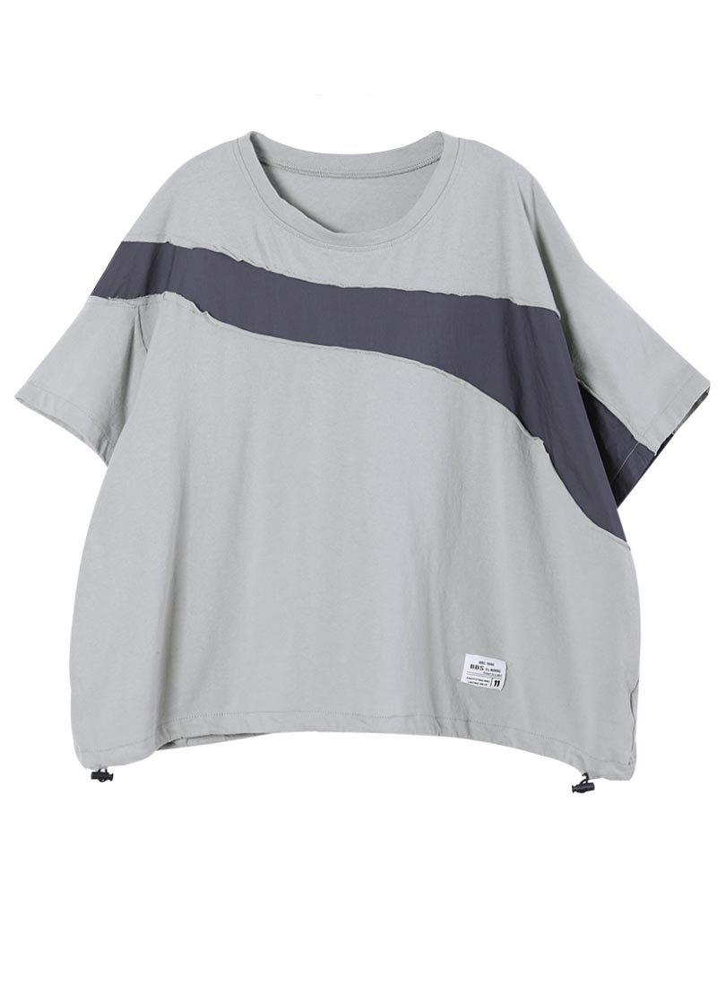 Loose Grey Casual Tops Summer Cotton - Omychic