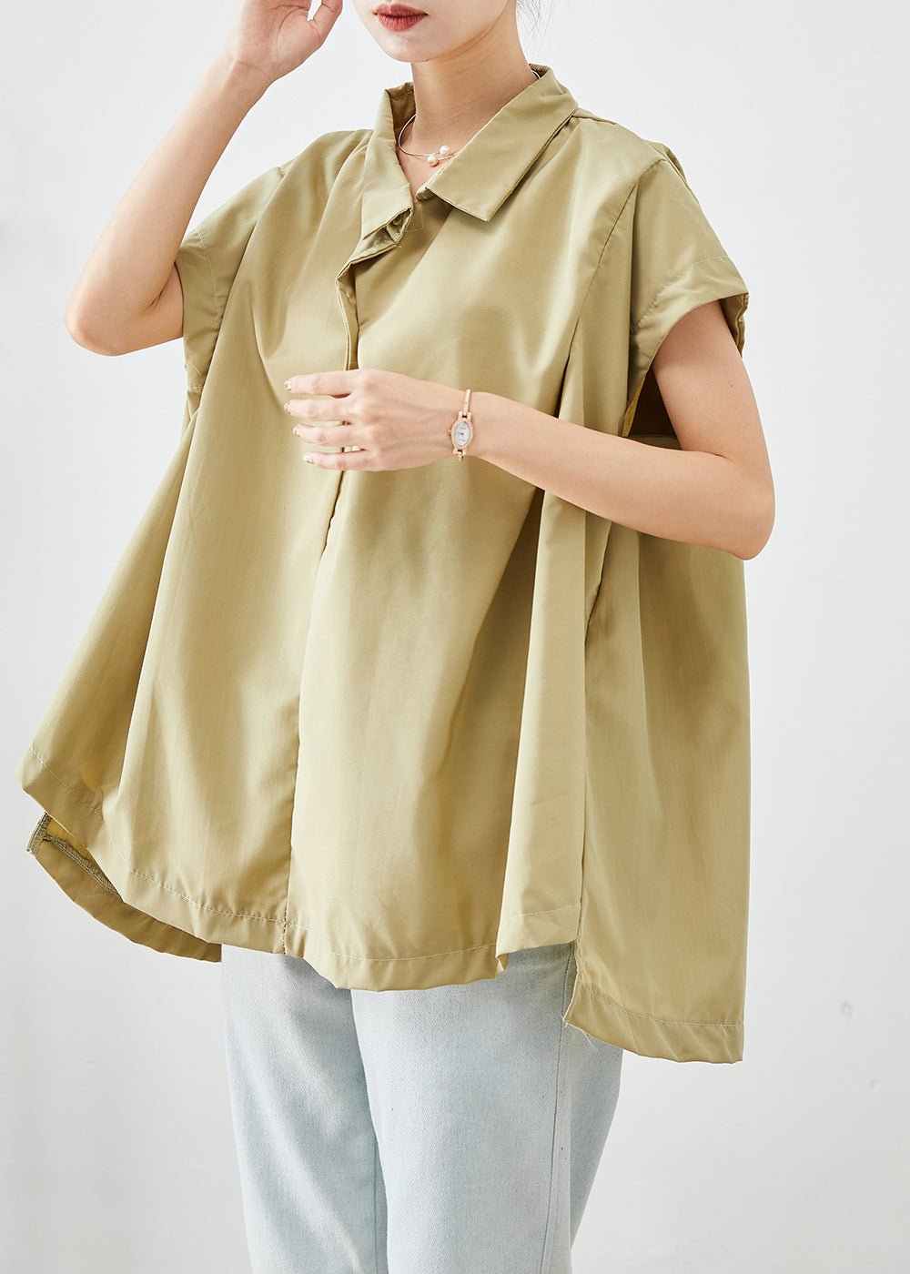 Loose Khaki Oversized Spandex Shirt Tops Summer