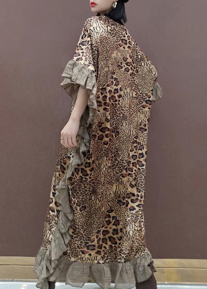 Loose O Neck Ruffles Spring Clothes Women Lnspiration Leopard Dress - Omychic