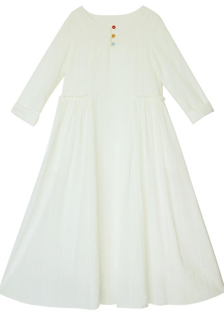 Loose O Neck large hem Spring Clothes Catwalk White Art Dresses - Omychic