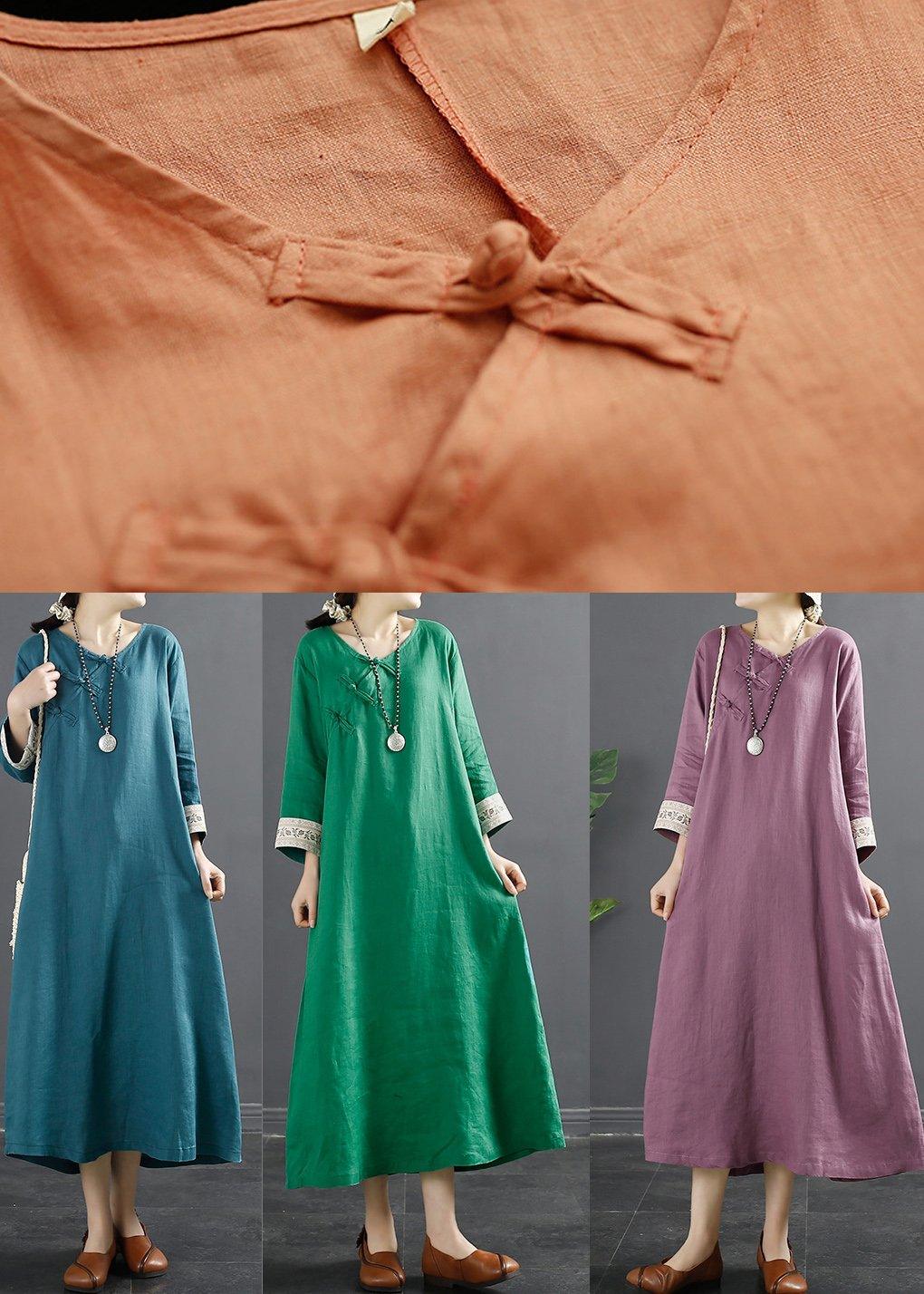 Loose Pockets Spring Tunics Runway Blue Cotton Dresses - Omychic