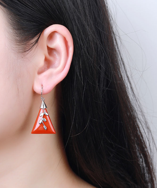 Loose Red Sterling Silver Cinnabar Drop Earrings