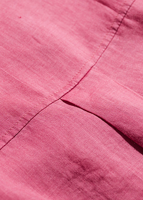 Loose Rose Button Side Open Linen Shirt Spring