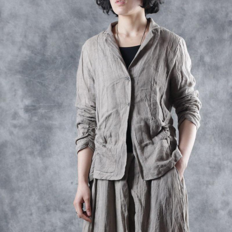 Loose Square Collar linen outwear women Sleeve nude coats fall - Omychic