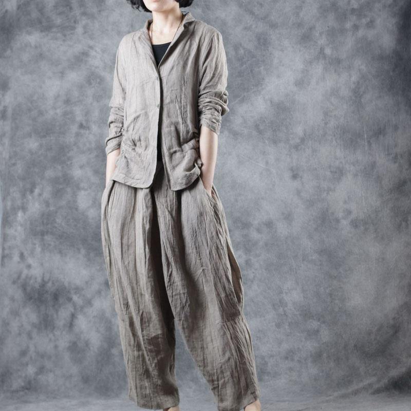 Loose Square Collar linen outwear women Sleeve nude coats fall - Omychic