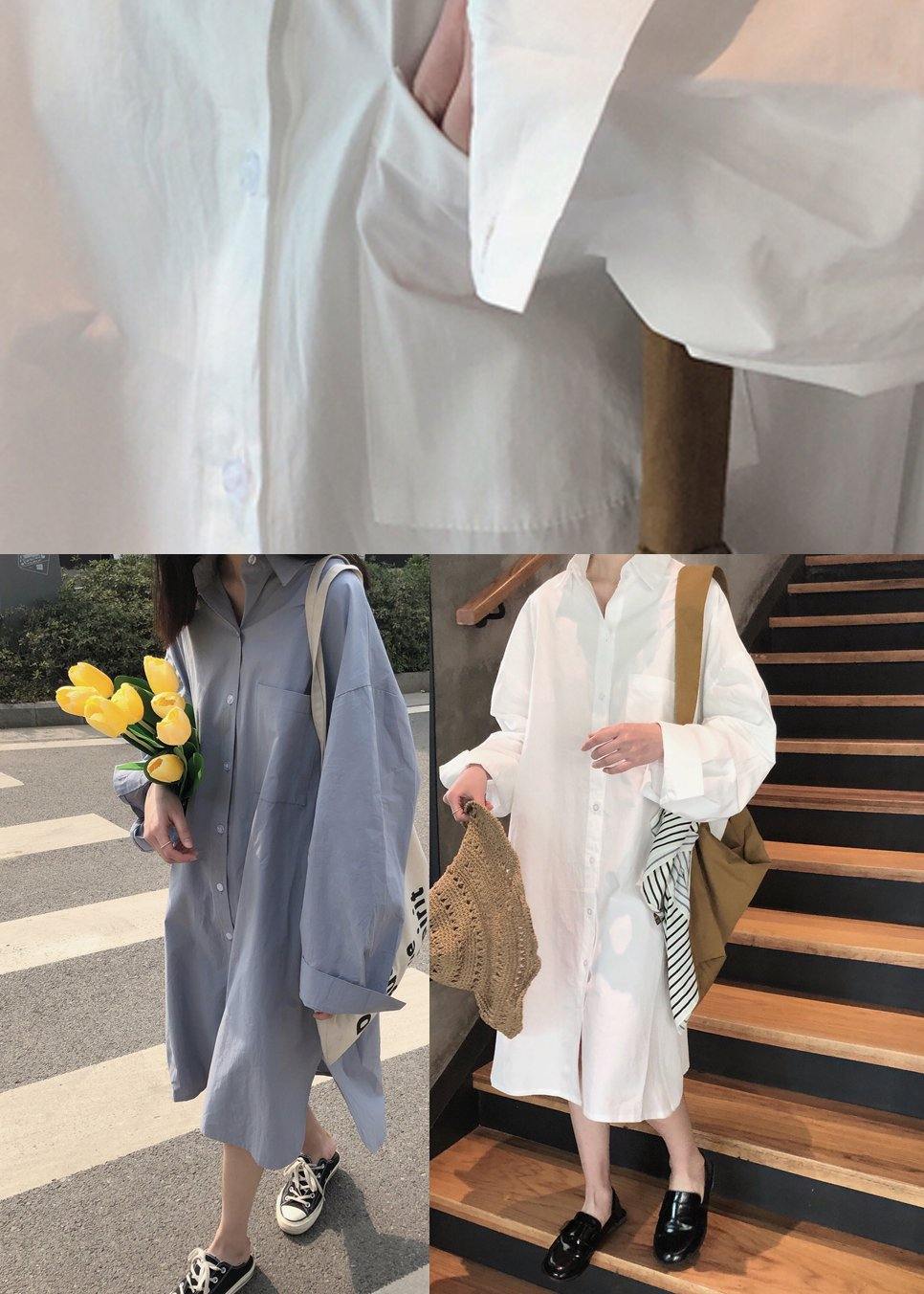 Loose White Linen Quilting Clothes Long Sleeve Love Spring Dresses - Omychic