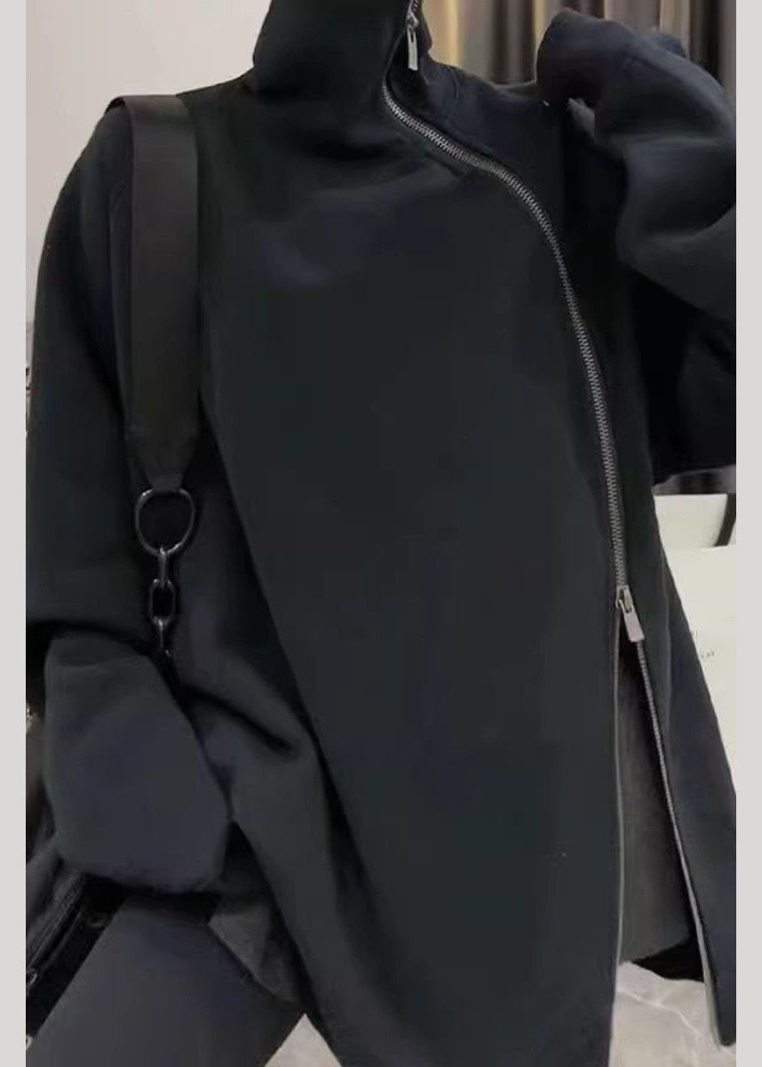 Irregular Hem Side Split Loose Pullover Turtleneck Sweater