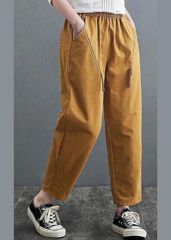 Loose Yellow Pants Trendy Plus Size Spring Casual Gifts Trousers - Omychic