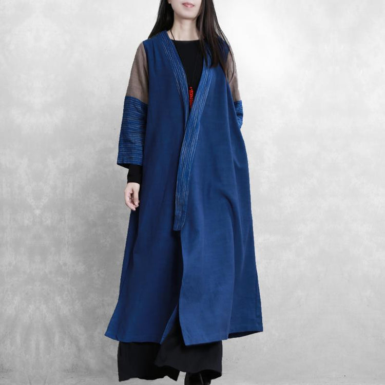Loose blue Fashion tunics for women Work Outfits patchwork asymmetric fall jackets - Omychic