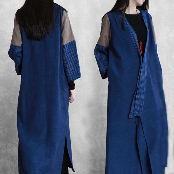 Loose blue Fashion tunics for women Work Outfits patchwork asymmetric fall jackets - Omychic