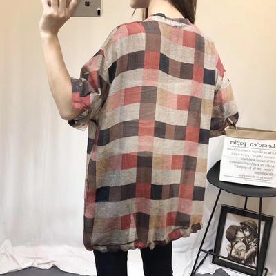 Loose cotton crane tops Fashion Vintage Casual Stand Collar Summer Blouse - Omychic