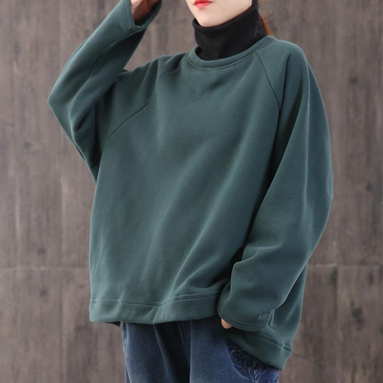 Loose high neck cotton winter tunic top Fashion Ideas green blouse - Omychic