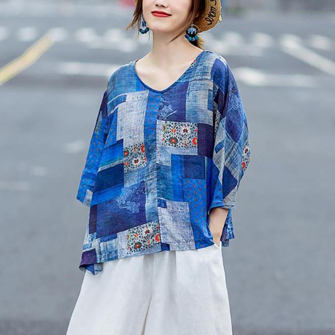 Loose linen clothes 2019 Plaid Print Loose Comfortable Linen Blouse - Omychic