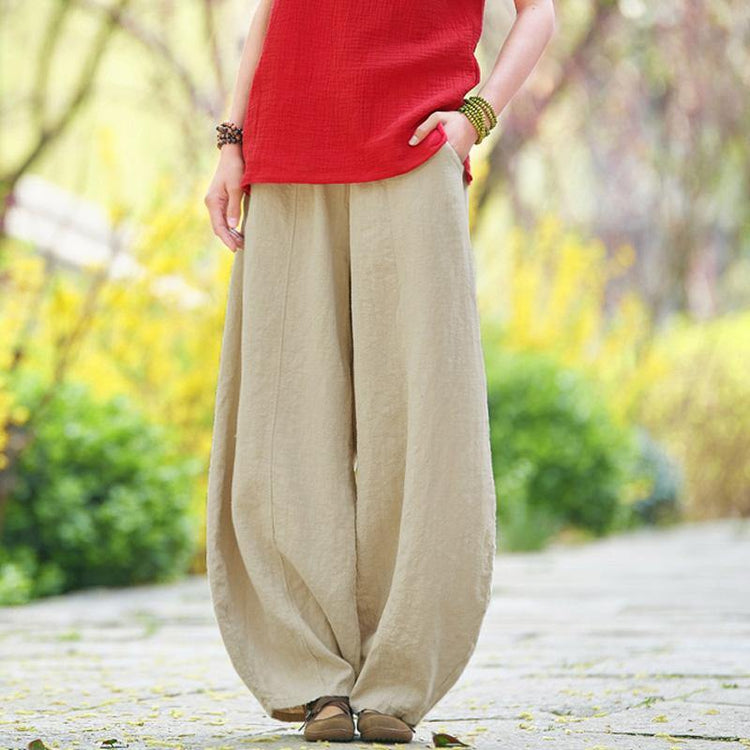 Loose linen clothes Pakistani Women Knickerbockers Loose Autumn Linen Pants - Omychic
