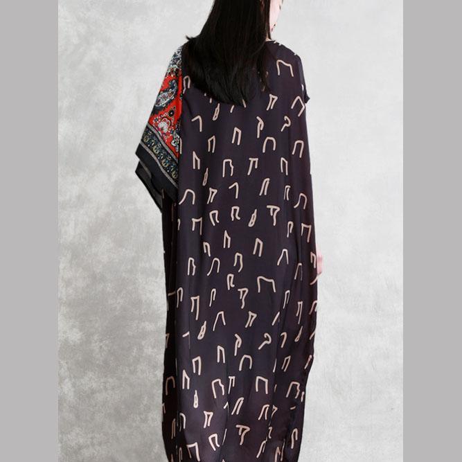 Loose o neck asymmetric clothes For Women Fashion Ideas black print Dresses summer - Omychic