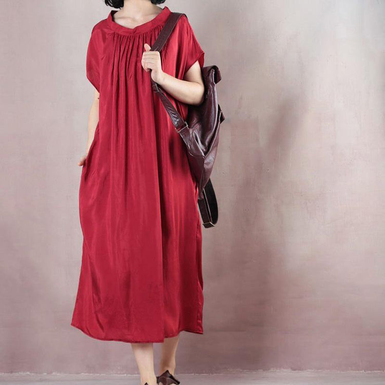Loose red clothes Indian Tunic Tops o neck Kaftan Summer Dresses - Omychic