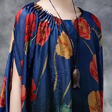 Loose silk Tunics Boho Summer Floral Casual Pocket Long Dress - Omychic