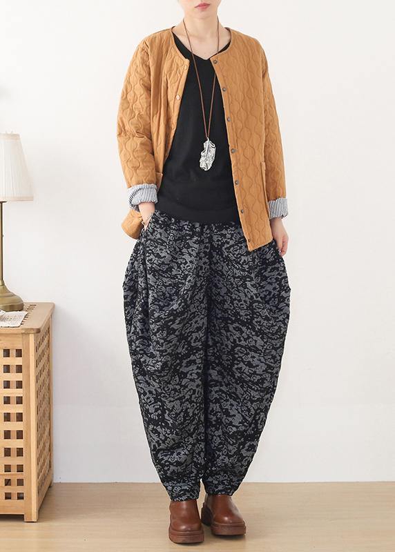 Loose spring Jacquard pant unique black harem pants - Omychic