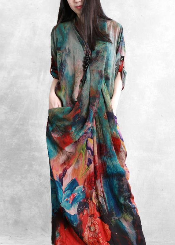 Loose v neck asymmetric Wonderful Summer Plus Size Dress Chiffon