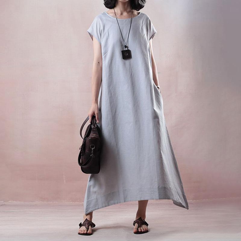 Loose Casual Short Sleeve O-neck Dress - Omychic