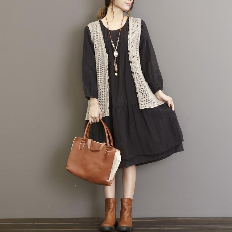 Loose knit nude sweaters top V neck vests plus size - Omychic
