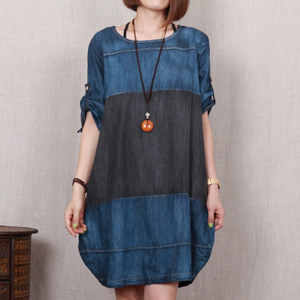 Love Denim blue oversize denim sundress plus size summer shift dress - Omychic