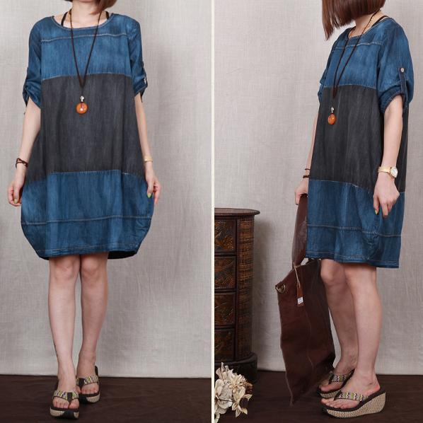 Love Denim blue oversize denim sundress plus size summer shift dress - Omychic