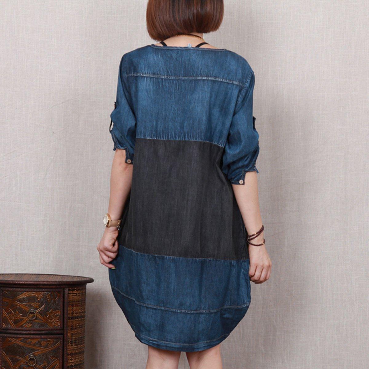 Love Denim blue oversize denim sundress plus size summer shift dress - Omychic