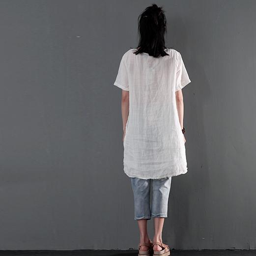 Love kitchen white linen summer shift dress - Omychic