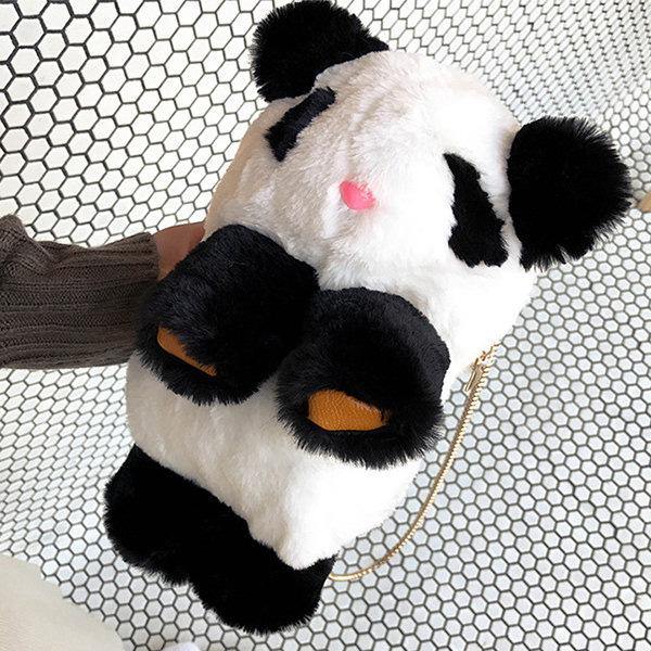 Lovely Panda Shape Plush Crossbody Bag Chain Phone Bag Shoulder Bags - Omychic
