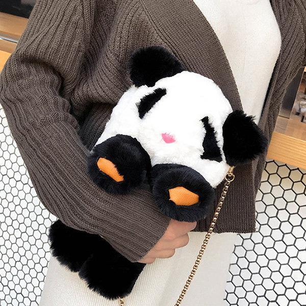 Lovely Panda Shape Plush Crossbody Bag Chain Phone Bag Shoulder Bags - Omychic
