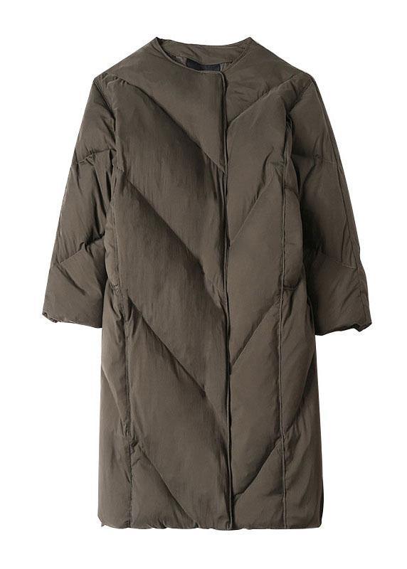 Luxury Green O-Neck zippered Loose Winter Duck Down Down Coats - Omychic