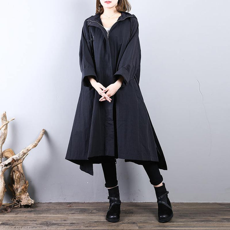 Luxury black  Coat oversize hooded maxi coat New big hem coats - Omychic