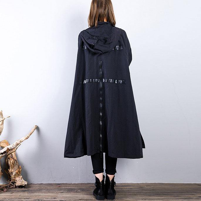 Luxury black  Coat oversize hooded maxi coat New big hem coats - Omychic