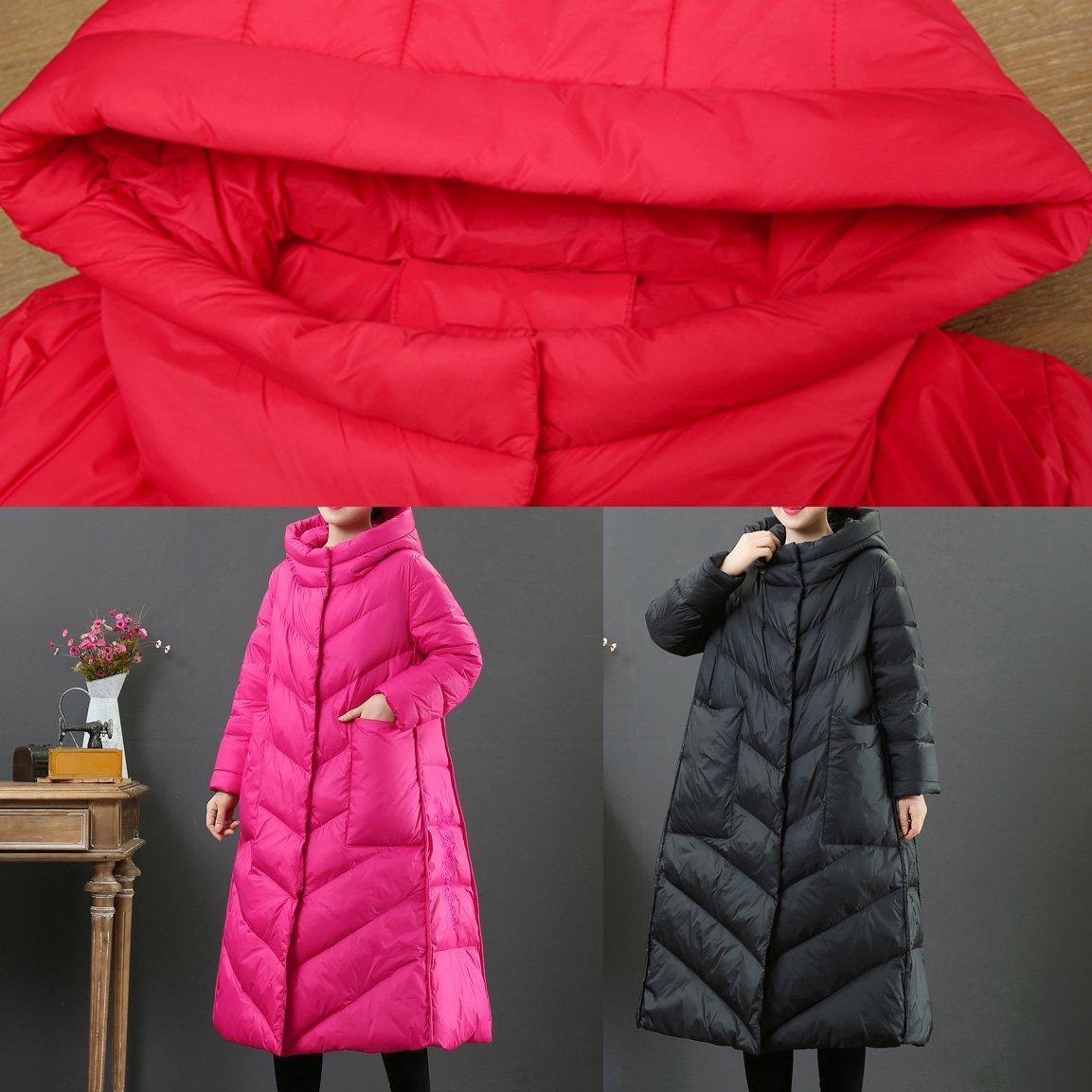 Luxury black down jacket woman plus size winter jacket hooded Warm Jackets - Omychic