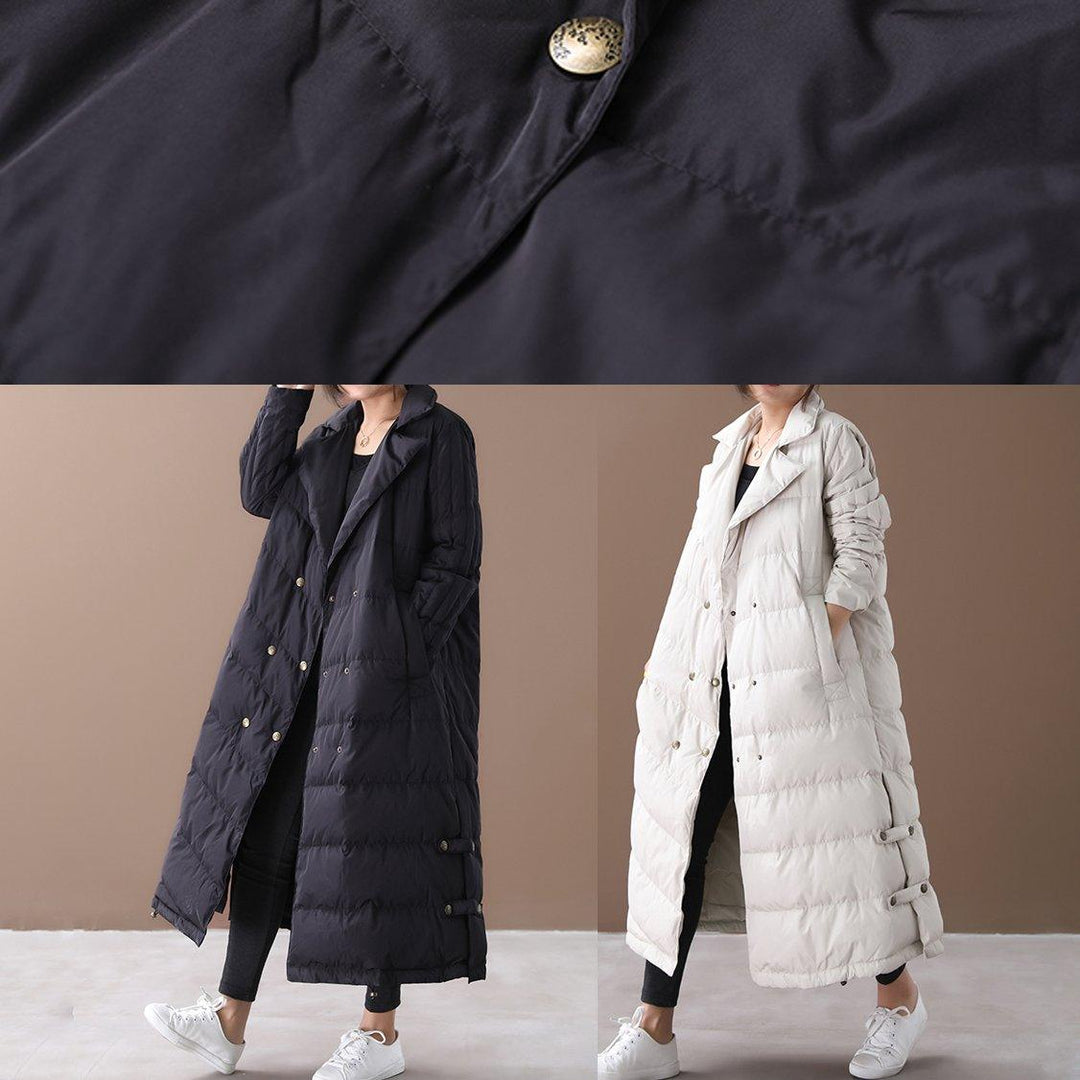 Luxury black goose Down coat Loose fitting winter jacket winter Jackets double breast - Omychic