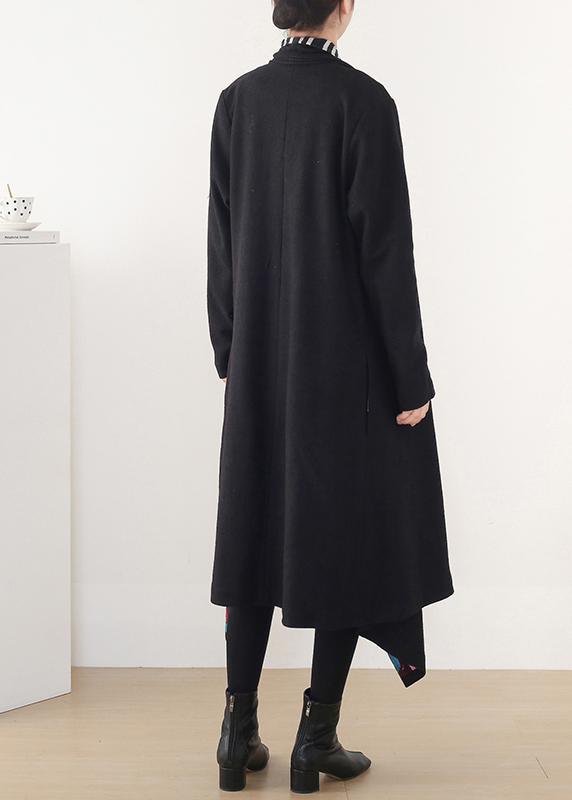 Luxury plus size clothing medium length jackets spring outwear black red patnchwork wool coat - Omychic