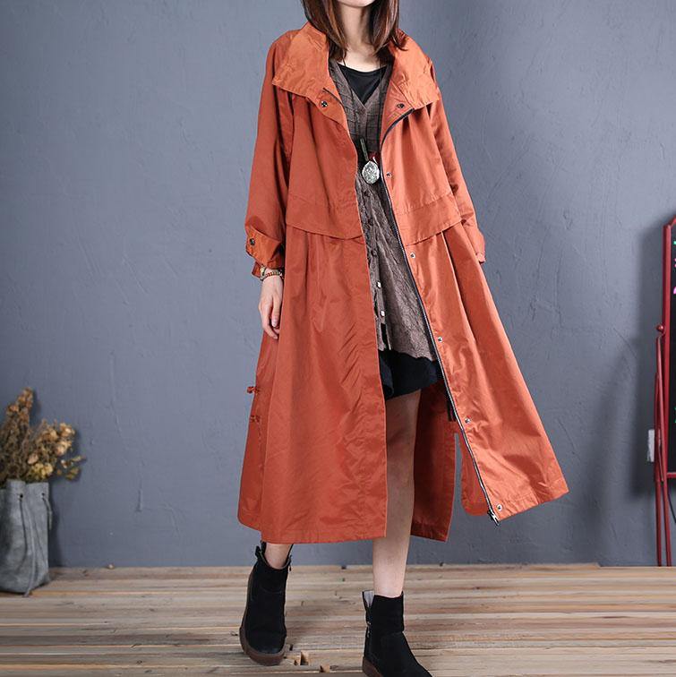 Luxury red casual maxi coat fall coat low high design - Omychic
