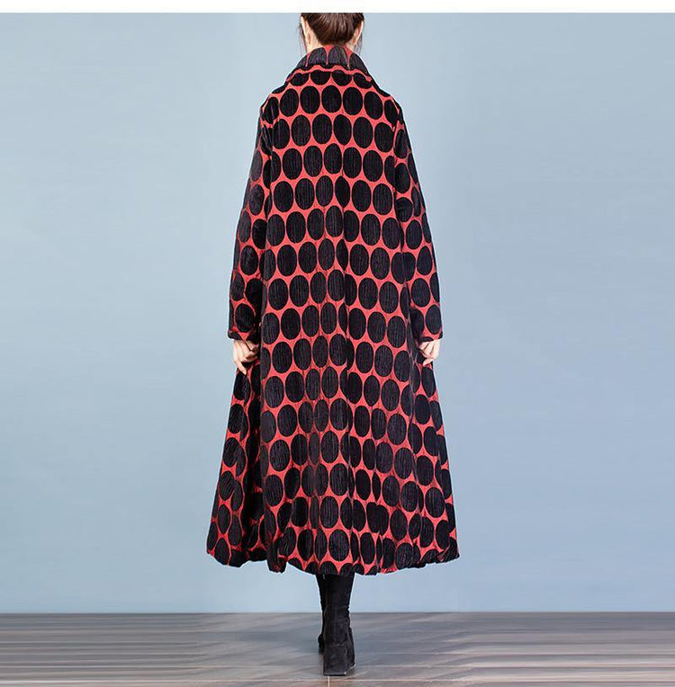 Luxury red parkas trendy plus size winter jacket winter outwear patchwork - Omychic