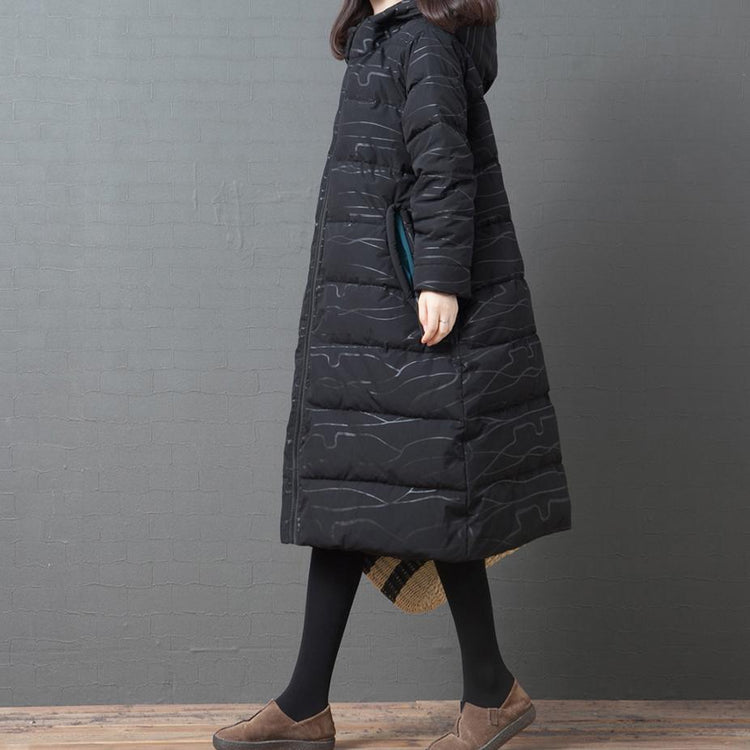 Luxury trendy plus size down jacket winter coats black hooded zippered women parka - Omychic
