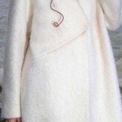 Luxury white Woolen Coats Women oversized long coat V neck pockets outwear - Omychic