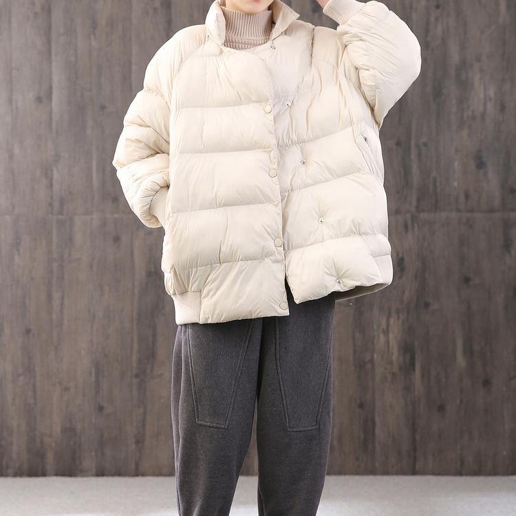 Luxury white warm goose Down coat plus size clothing dark buckle down jacket stand collar top quality Jackets - Omychic