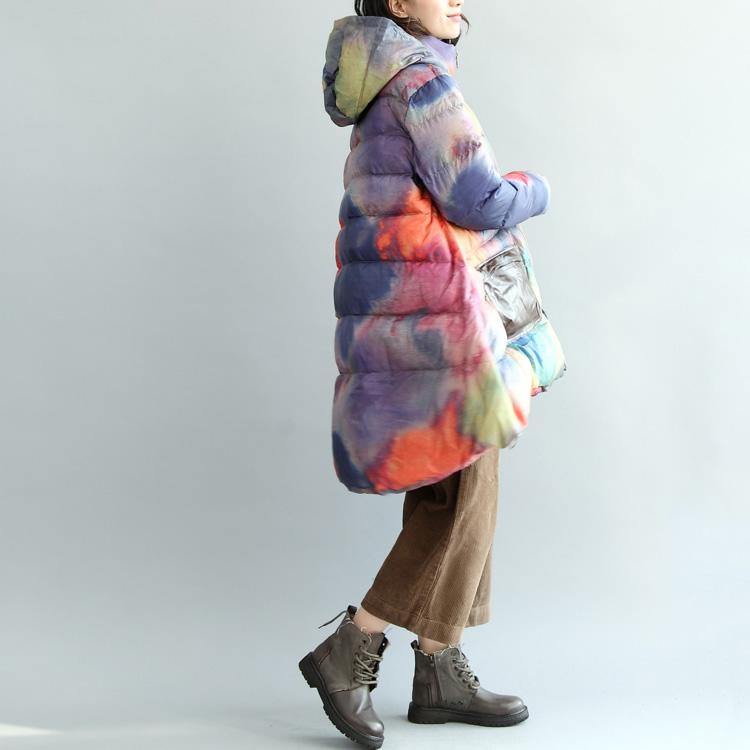 Luxury sweet rainbow winter parkas down coat trendy plus size quilted coat New A shape outwear - Omychic