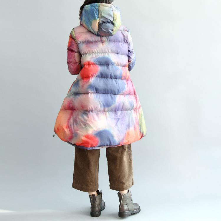 Luxury sweet rainbow winter parkas down coat trendy plus size quilted coat New A shape outwear - Omychic